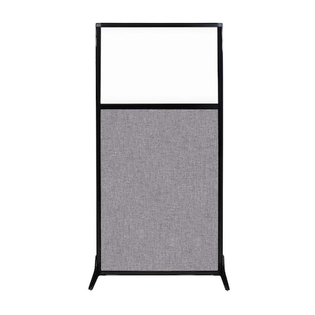 Versare Work Station Screen 33" x 70" Cloud Gray Fabric With Clear Window 1840108